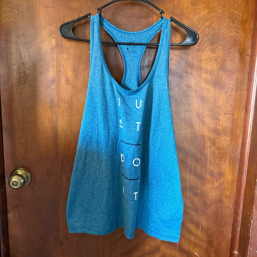 Women’s Nike dry fit blue Racer back tank top size large